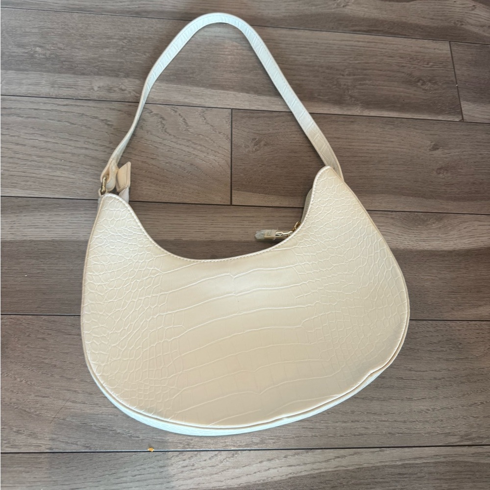 Princess Polly Cream Crocodile-Embossed Shoulder Bag